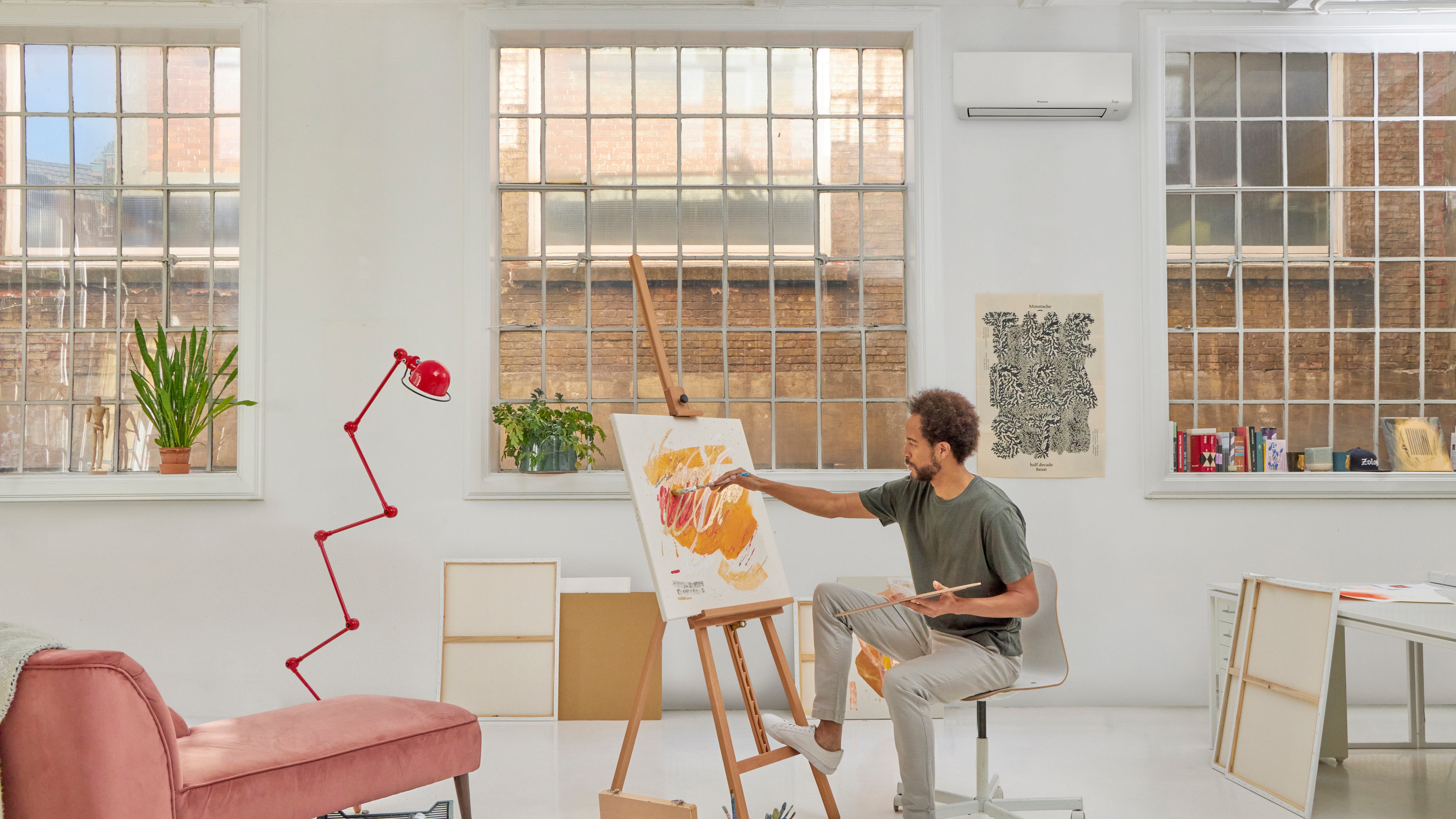 A man painting a picture