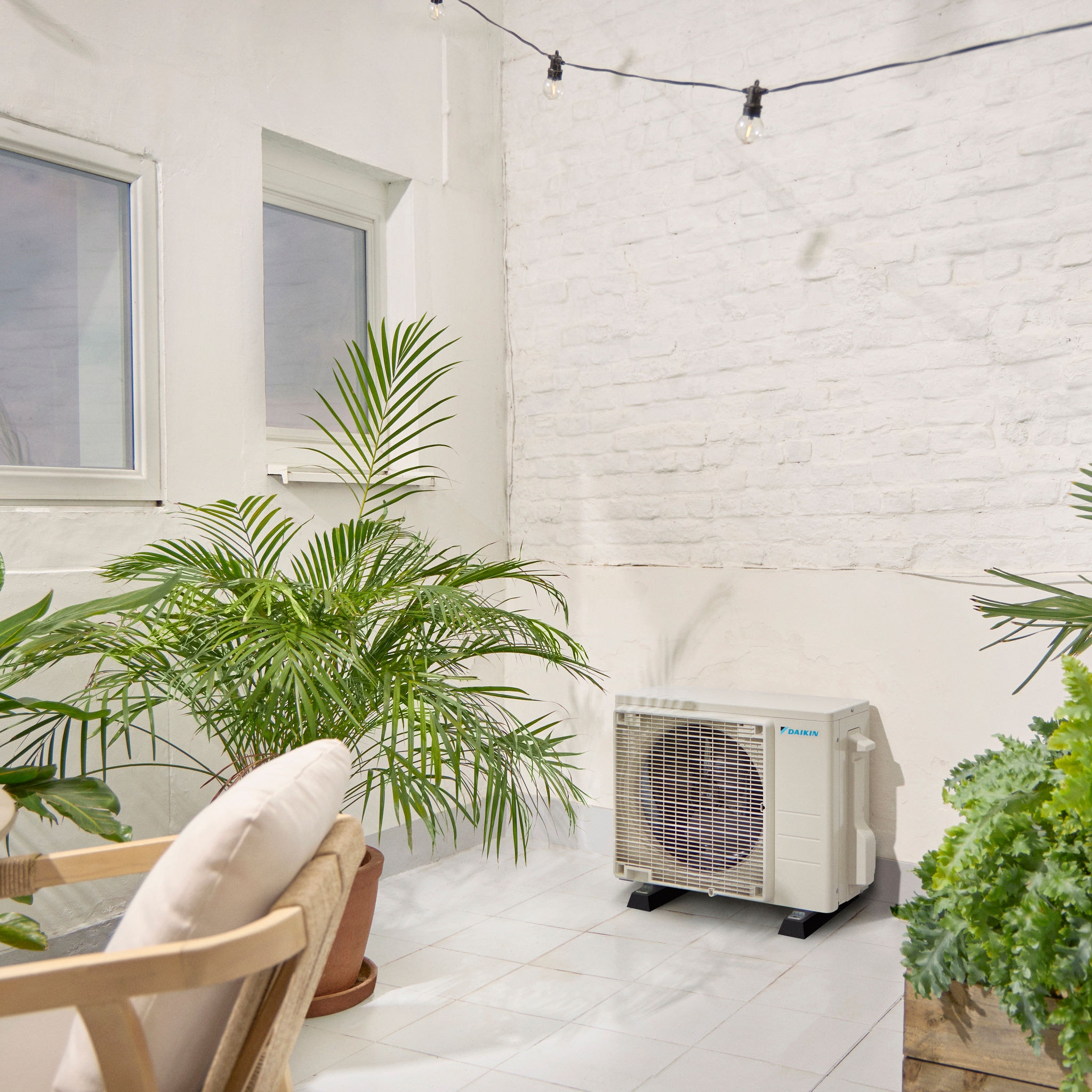 An outdoor unit on a cosy terras